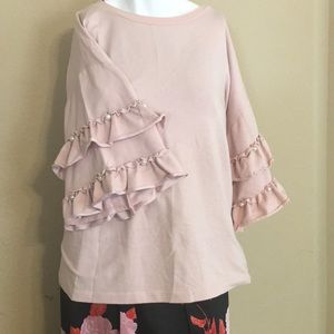 Ruffle Pearl Sleeve pull on